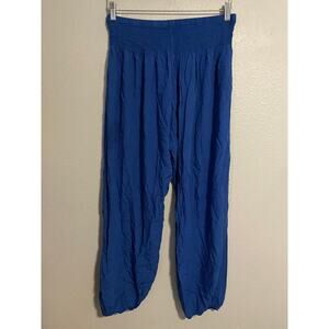 Lotus and Luna Harem Pants Womens Large Blue Elastic Waist Flowy Boho Hippie